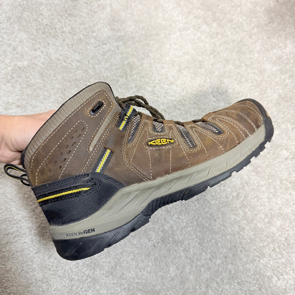 Keen Mens 11.5 EE Work Boots Vista Energy Mid Steel Toe Brown Leather Utility - Picture 2 of 9